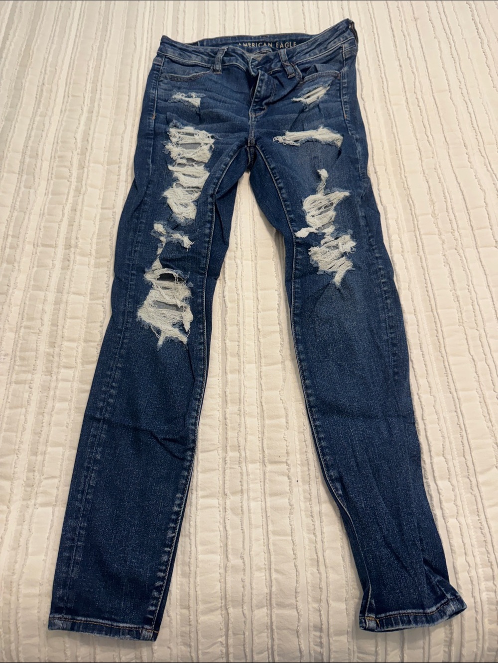American Eagle Outfitters Dark Blue Ripped Skinny Jeans